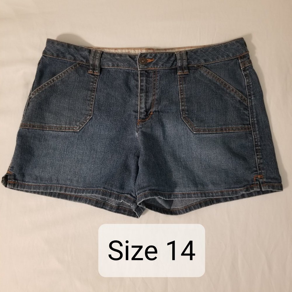 Jean shorts, size 14, blue denim
